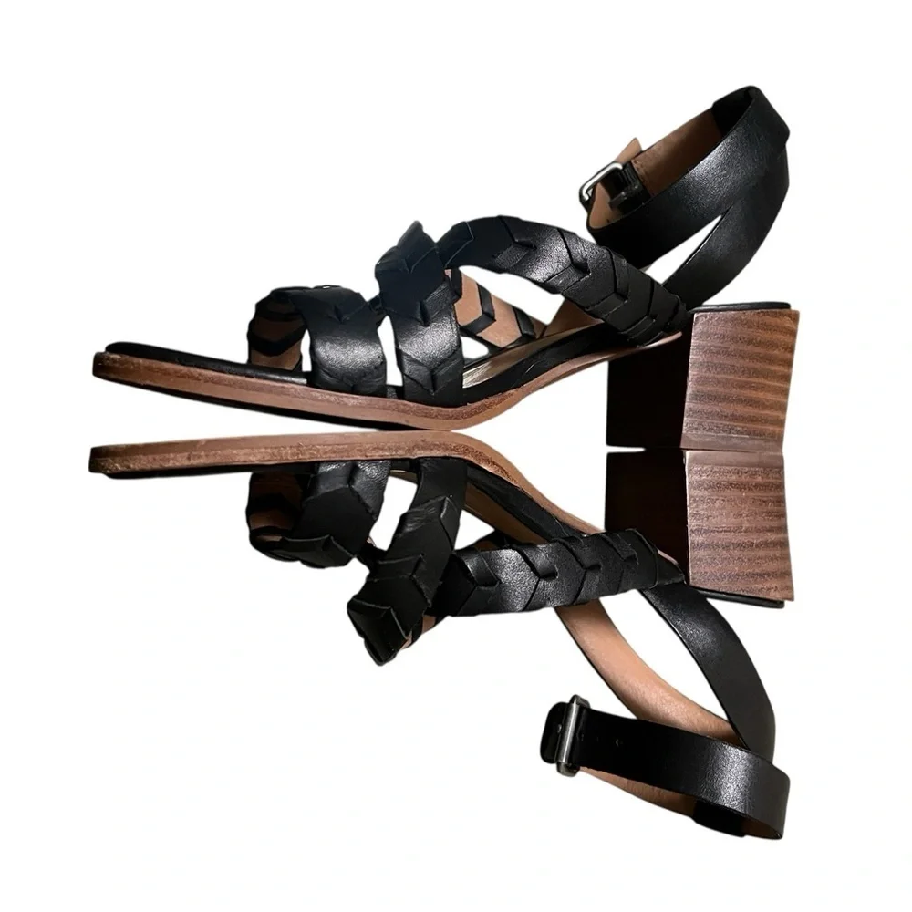 Madewell Marta whipstich black leather block heel with ankle strap - Picture 5 of 9